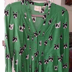 Anthro Maeve Frenchie Novelty Blouse, 0